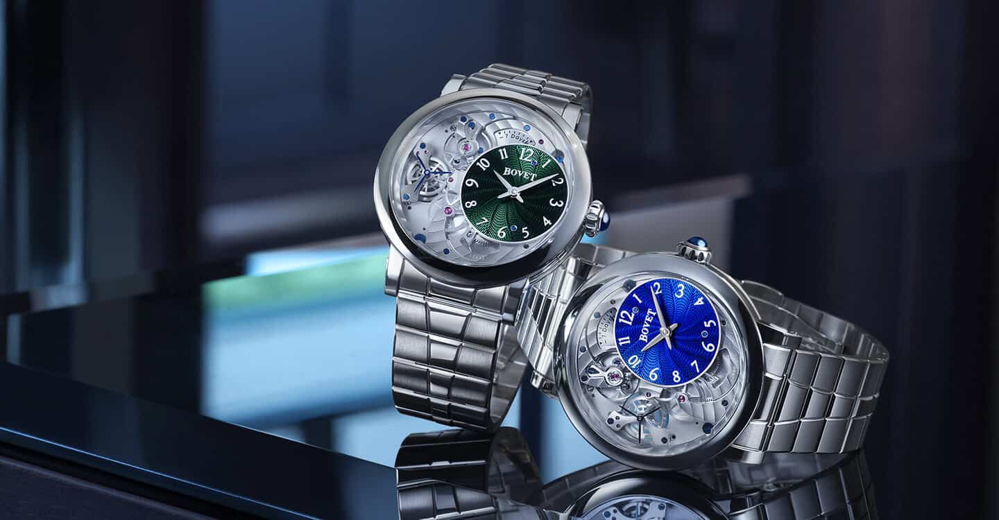 Elegant Bovet Dimier Récital 12 timepieces with intricate mechanical details and sleek design.