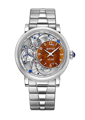 Elegant Bovet Dimier Récital 12 timepiece with intricate skeleton dial and silver bracelet.