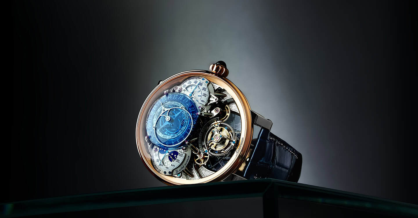 A detailed image of a Bovet Dimier - Récital 20 timepiece showcasing intricate mechanical craftsmans.
