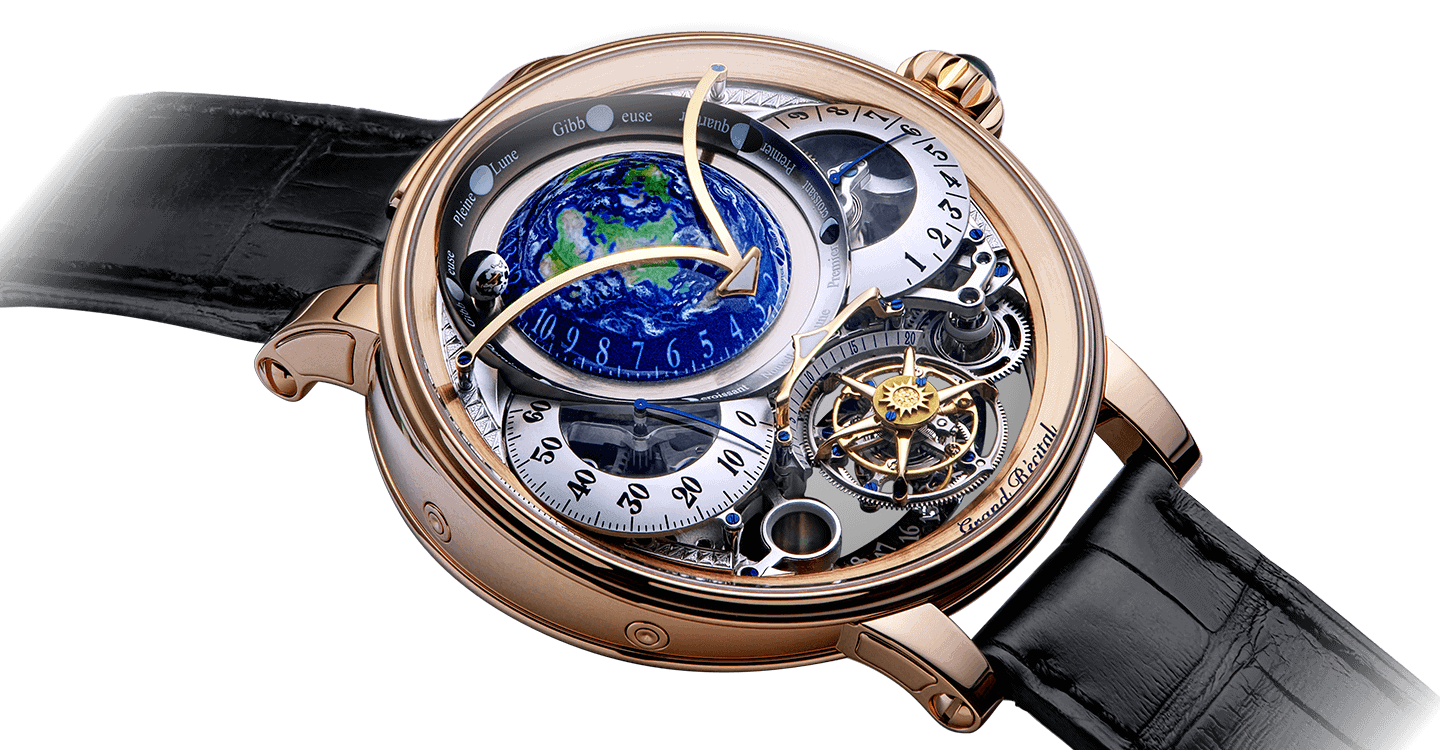 Exquisite Dimier Récital 22 timepiece with intricate celestial and mechanical details in rose gold a.