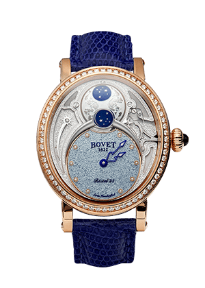 Luxurious Bovet timepiece with celestial dial and diamond accents, elegant design for collectors.