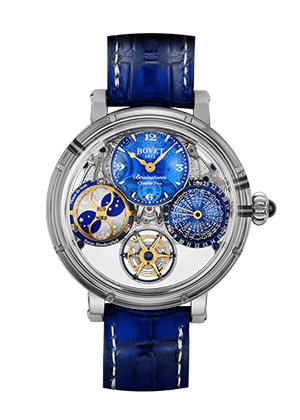 Exquisite Bovet timepiece with intricate complications and a striking blue dial.