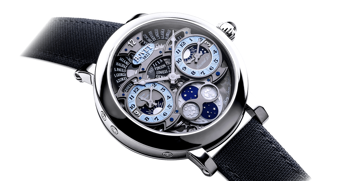 Exquisite Dimier Récital 27 timepiece showcasing intricate skeleton design and celestial moon phase.