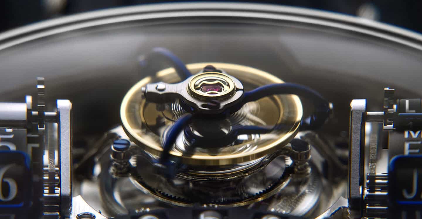 A stunning close-up of a Bovet timepiece movement showcasing intricate mechanical details and crafts.