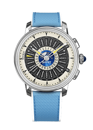 Exquisite Bovet Dimier - The Récital 30 timepiece with intricate dial design and blue strap.