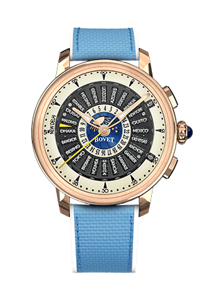 Exquisite Bovet timepiece with intricate dial and blue strap, part of the Dimier - The Récital 30 co.