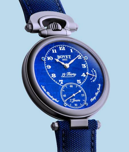 BOVET Fleurier 19Thirty timepiece with blue dial and elegant design.