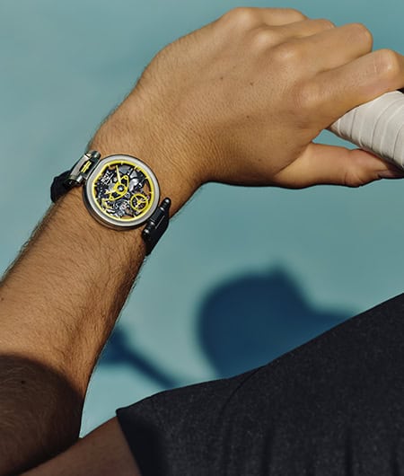 Exquisite Fleurier Aperto 1 timepiece with skeleton dial and modern design.