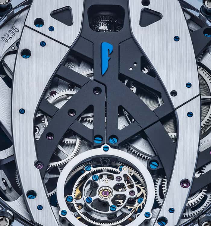 Intricate Fleurier - Battista Tourbillon timepiece showcasing detailed mechanical movement and preci.