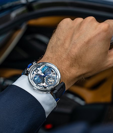 Luxurious Fleurier Battista Tourbillon timepiece with intricate design details.