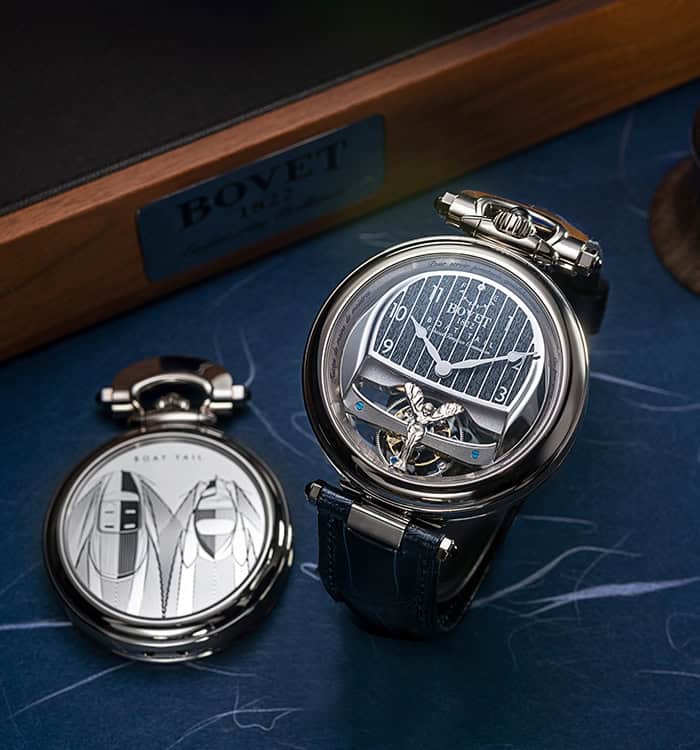 Luxurious Bovet timepiece with intricate dial design and elegant craftsmanship.
