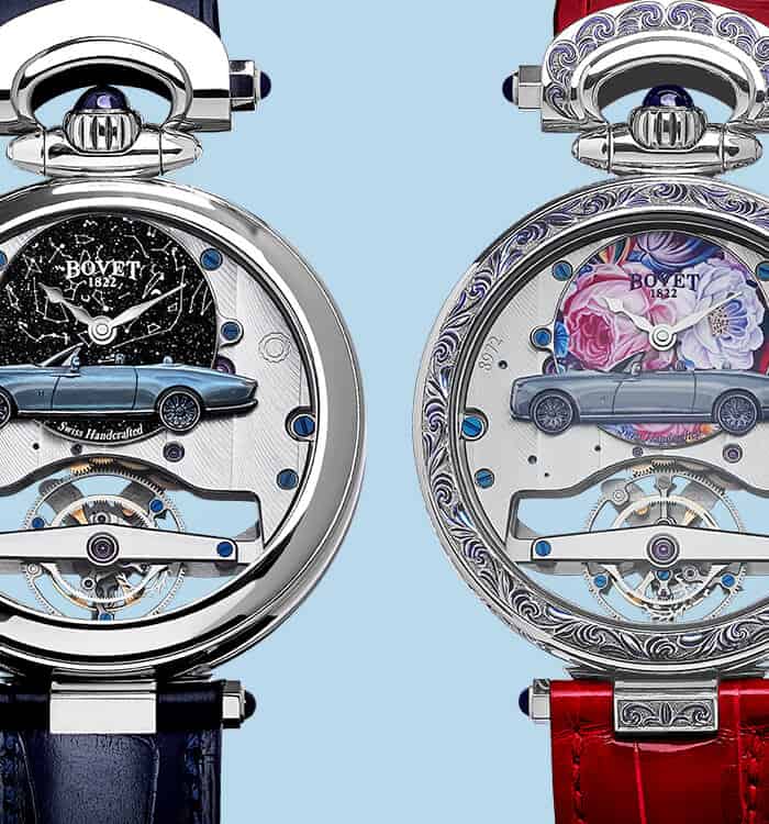 Elegant Bovet timepieces featuring intricate designs and luxurious details, inspired by Fleurier and.