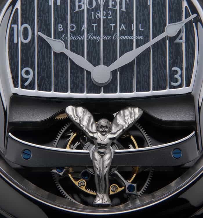 Luxurious Bovet timepiece with intricate dial and detailed craftsmanship.