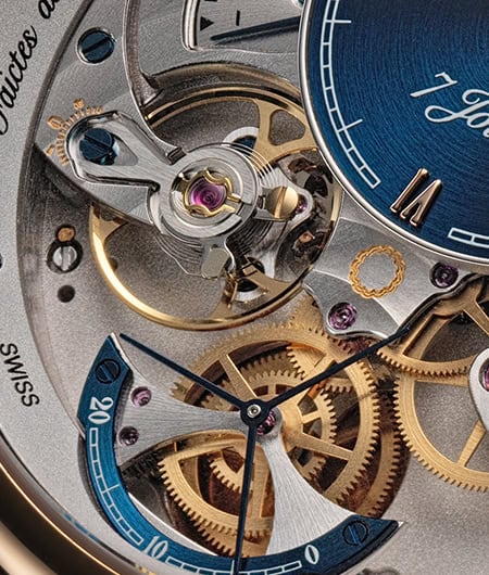 A stunning close-up of a Fleurier Monsieur Bovet timepiece showcasing intricate mechanical craftsman.