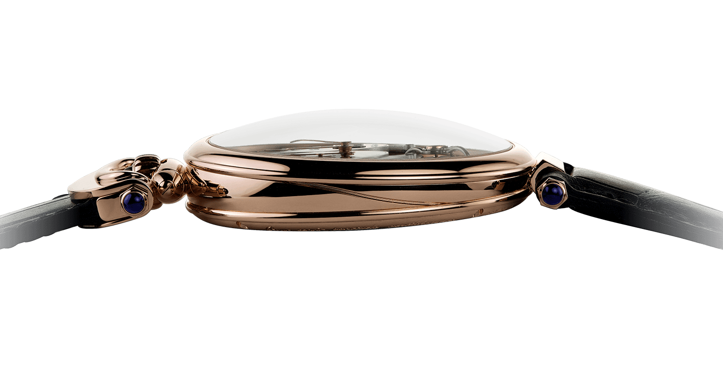Elegant Fleurier Virtuoso VIII timepiece with rose gold case and black leather strap.