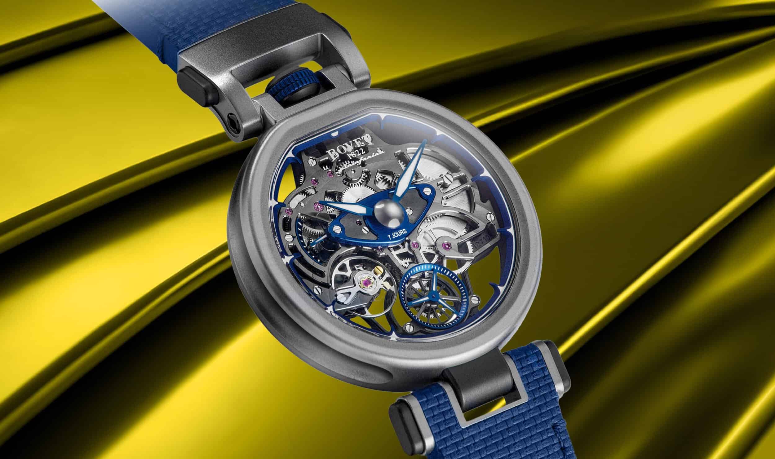 Exquisite Aperto 1 timepiece with skeleton dial and blue accents, luxury craftsmanship.