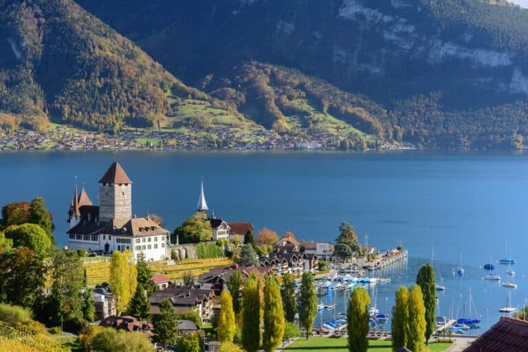 A stunning view of Lake Lucerne with the Adler post in the background, highlighting the elegance of.