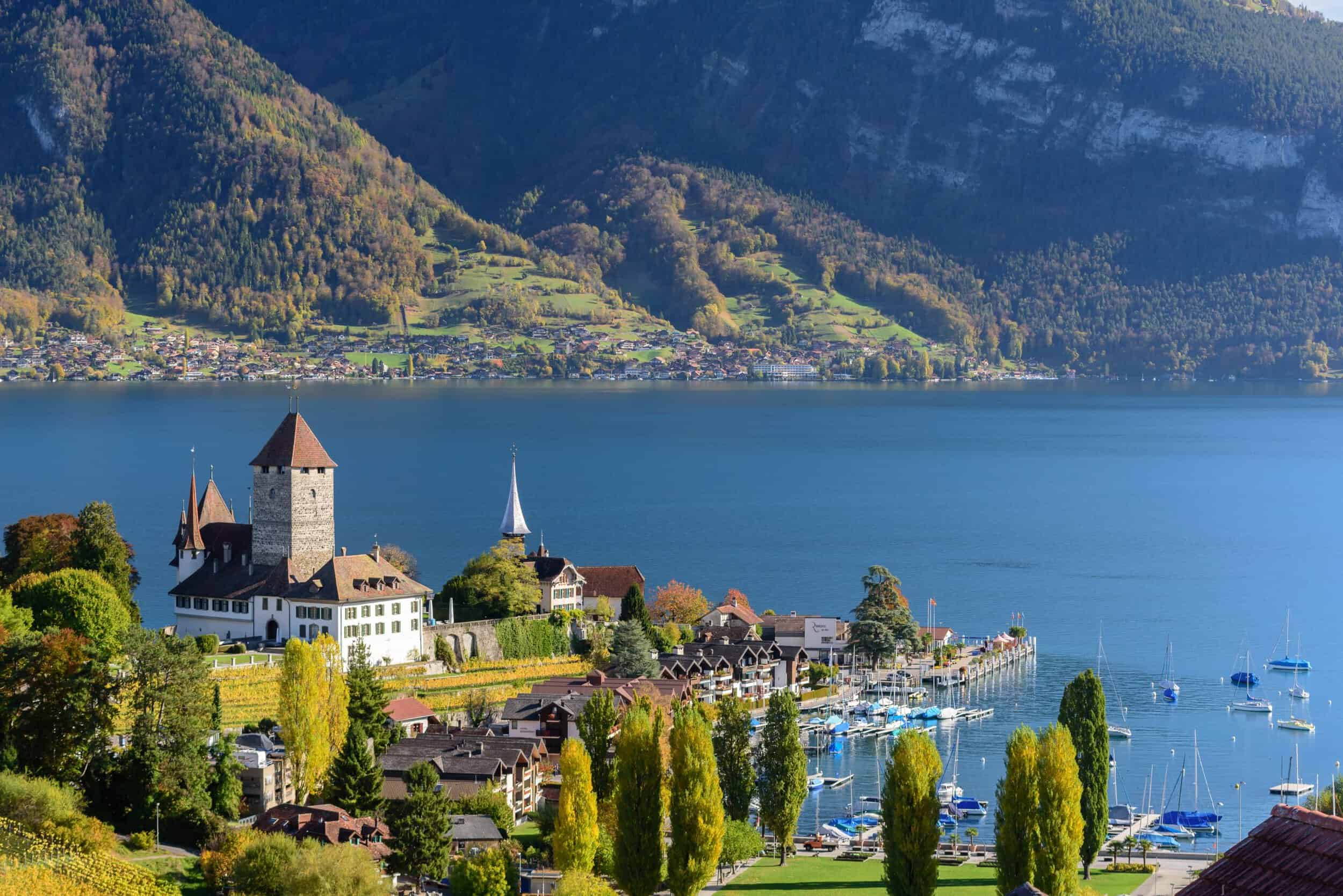 A stunning view of Lake Lucerne with the Adler post in the background, highlighting the elegance of.