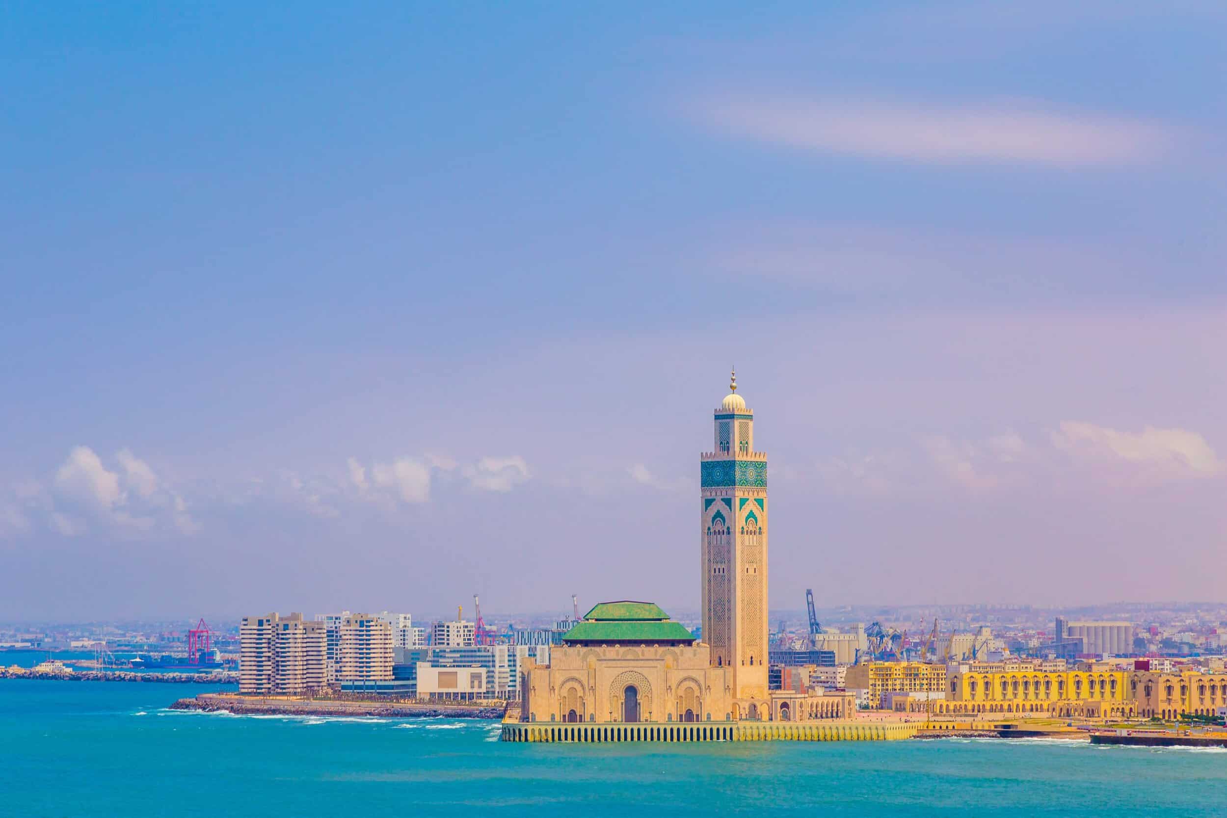 Iconic view of a Moroccan tower overlooking the city skyline.
