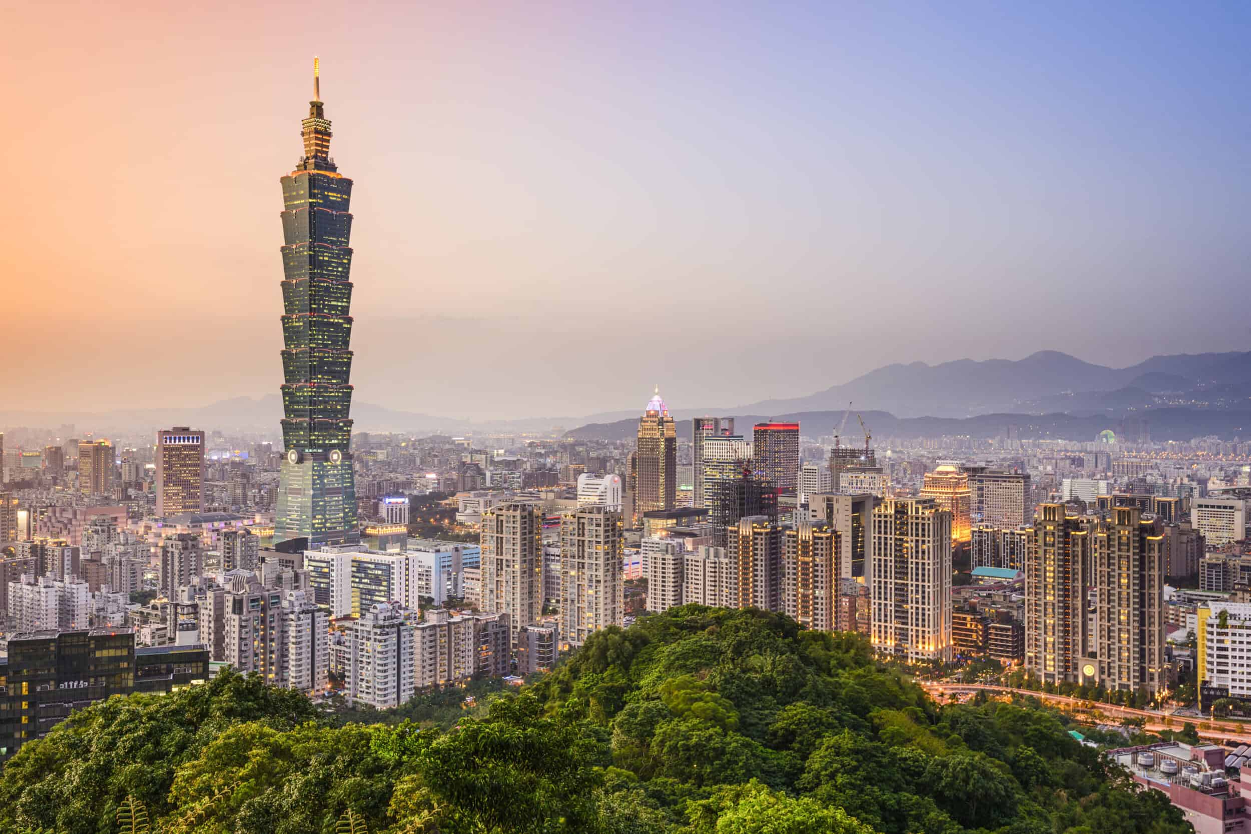 Elegant Taipei skyline featuring the iconic Taipei 101 timepiece, showcasing modern architecture and.
