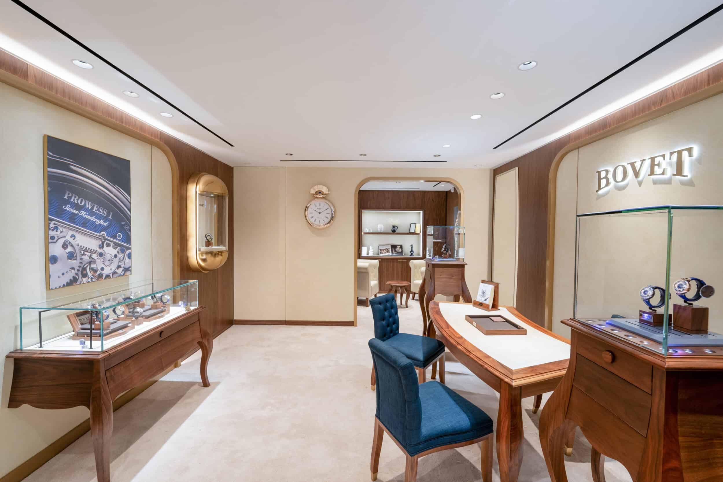 Elegant Bovet timepieces displayed in a luxurious boutique setting, emphasizing craftsmanship and ex.
