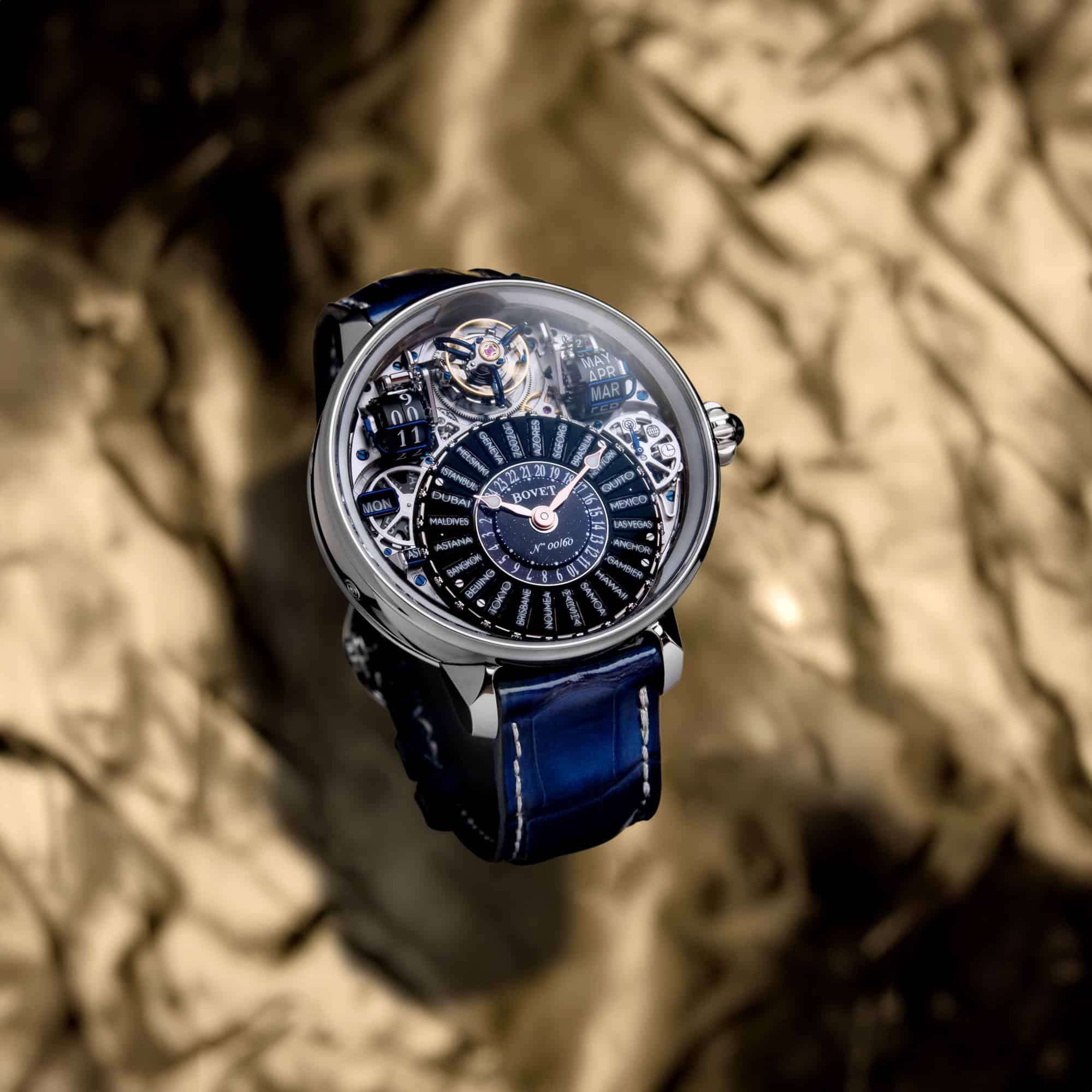 Exquisite Bovet Récital 28 Prowess 1 timepiece with intricate dial design and luxurious blue strap.