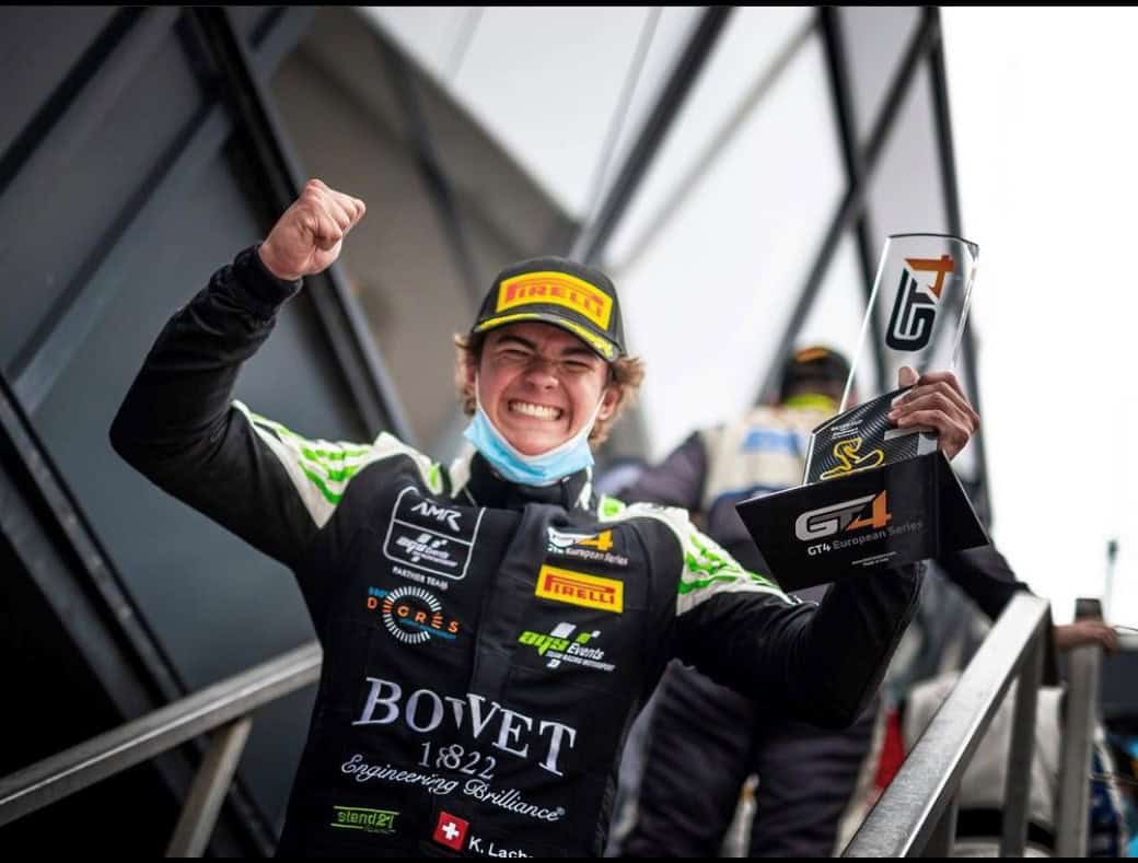 Celebrating Konstantin Lachenauer with a Bovet timepiece at the race event.