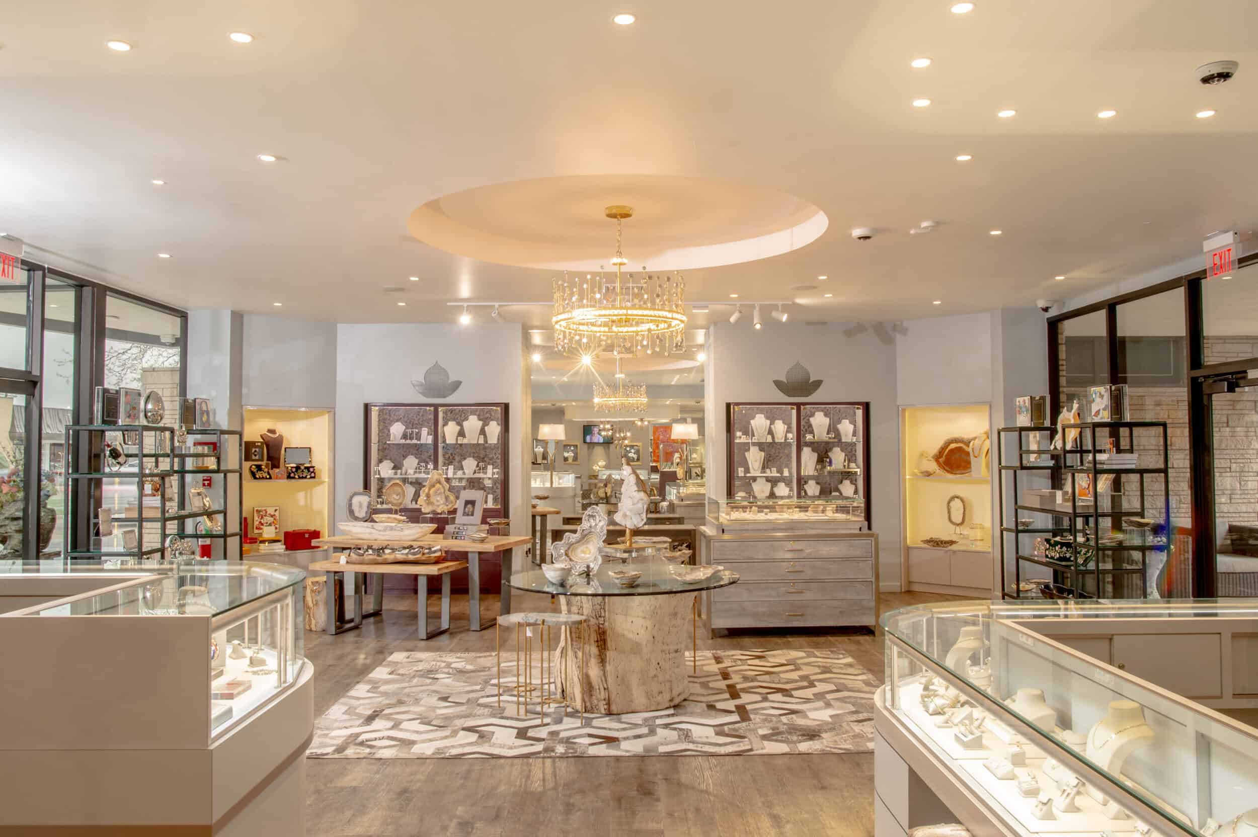Elegant jewelry display at Naifeh Fine Jewelry Oklahoma, showcasing exquisite timepieces and accesso.
