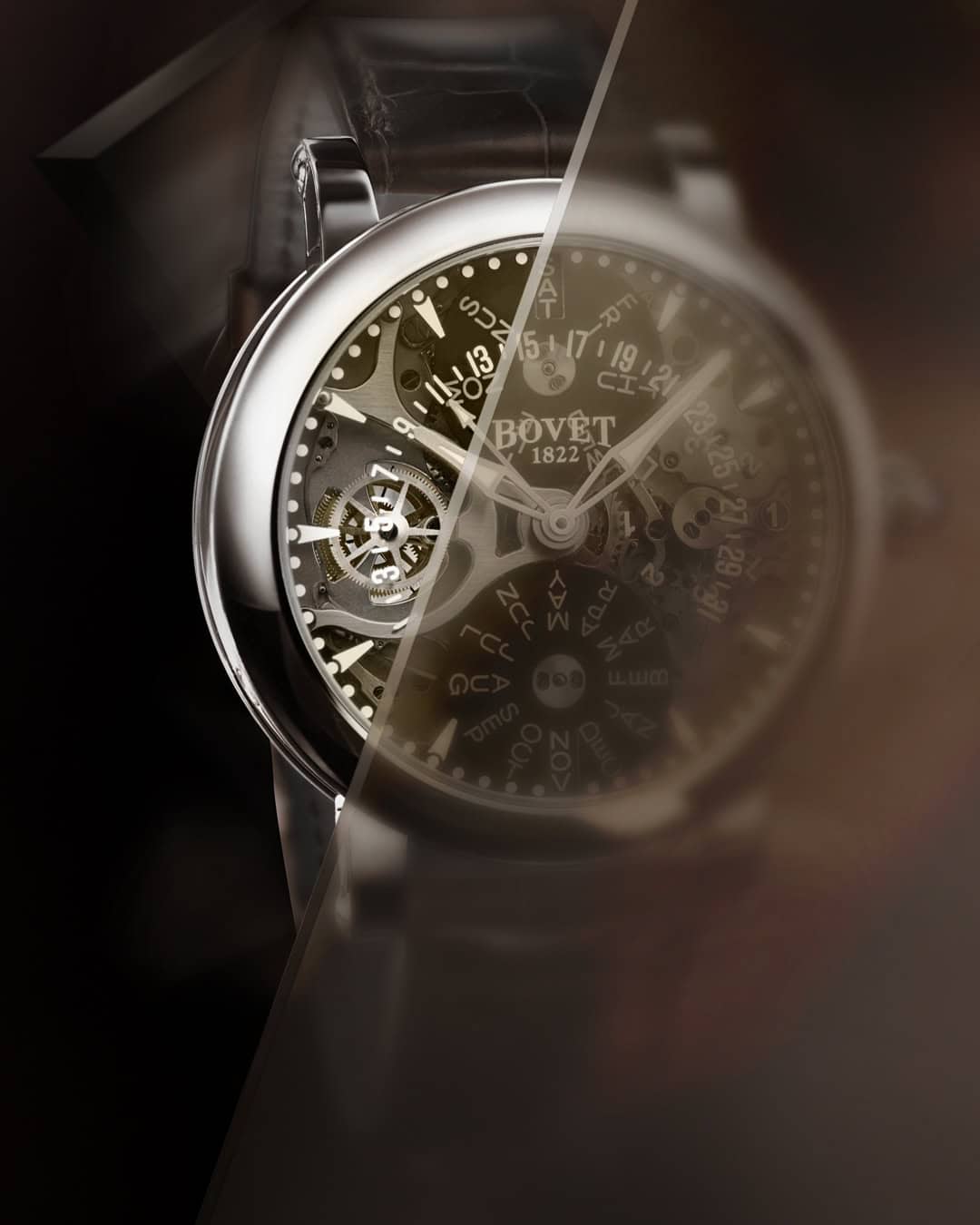 Luxurious Bovet timepiece showcasing intricate mechanical craftsmanship and design details.