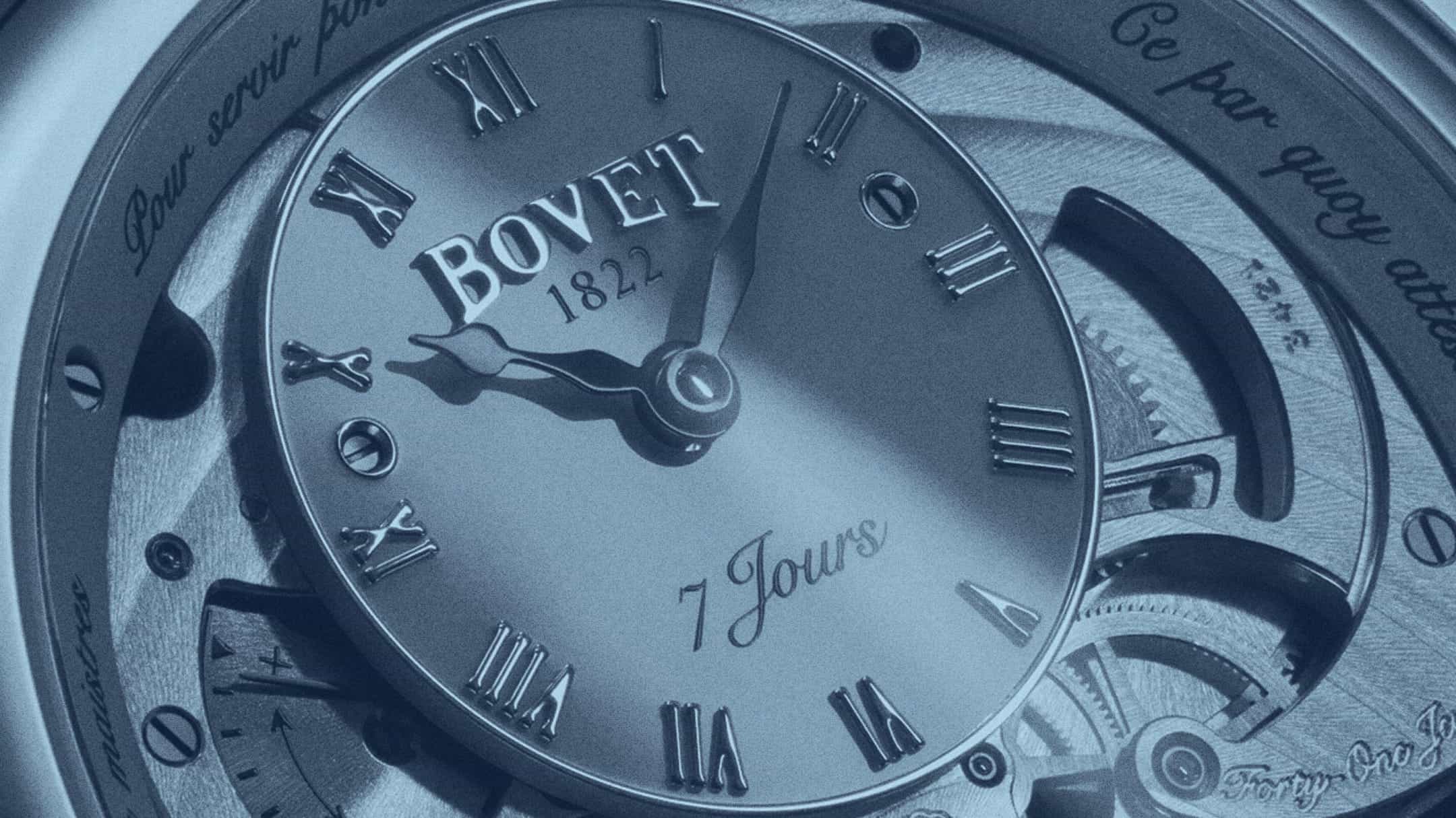 Elegant Bovet timepiece with Roman numerals and intricate dial design, showcasing craftsmanship and.