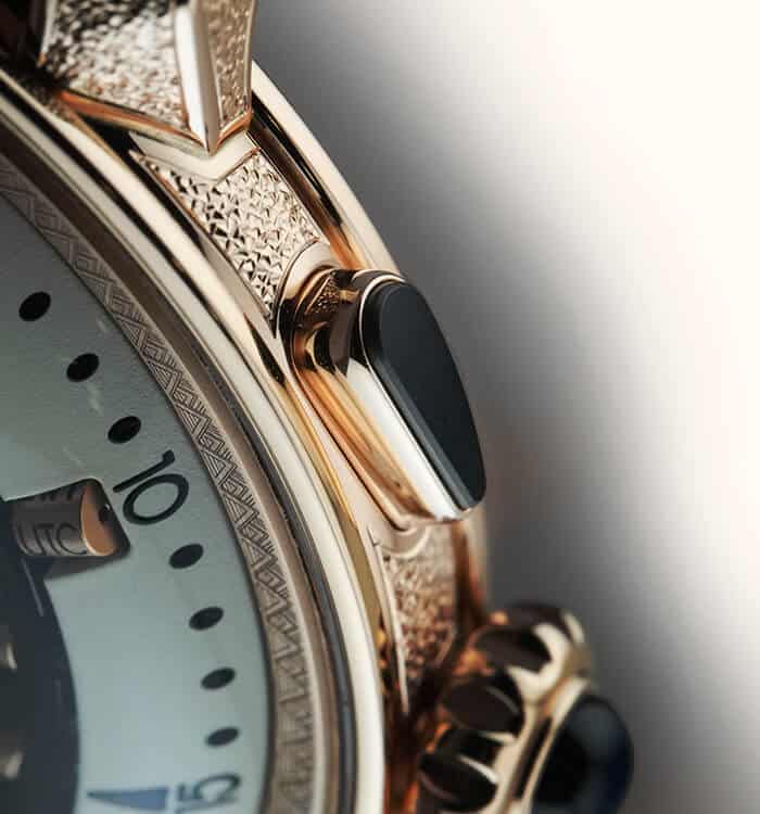 A stunning close-up of a luxurious Bovet timepiece showcasing intricate craftsmanship and elegant de.