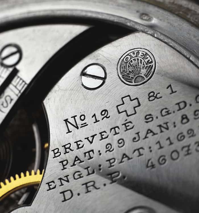 A detailed close-up of a Bovet timepiece movement showcasing intricate engravings and craftsmanship.