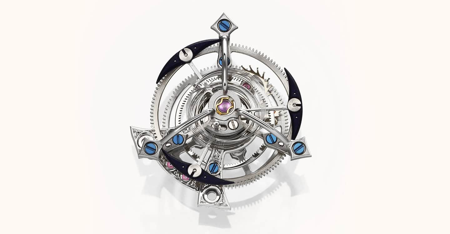 Intricate mechanical movement of a Bovet timepiece showcasing craftsmanship and precision.