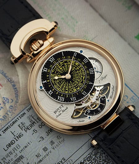 Luxurious Fleurier Orbis Mundi timepiece with intricate dial details and gold accents.